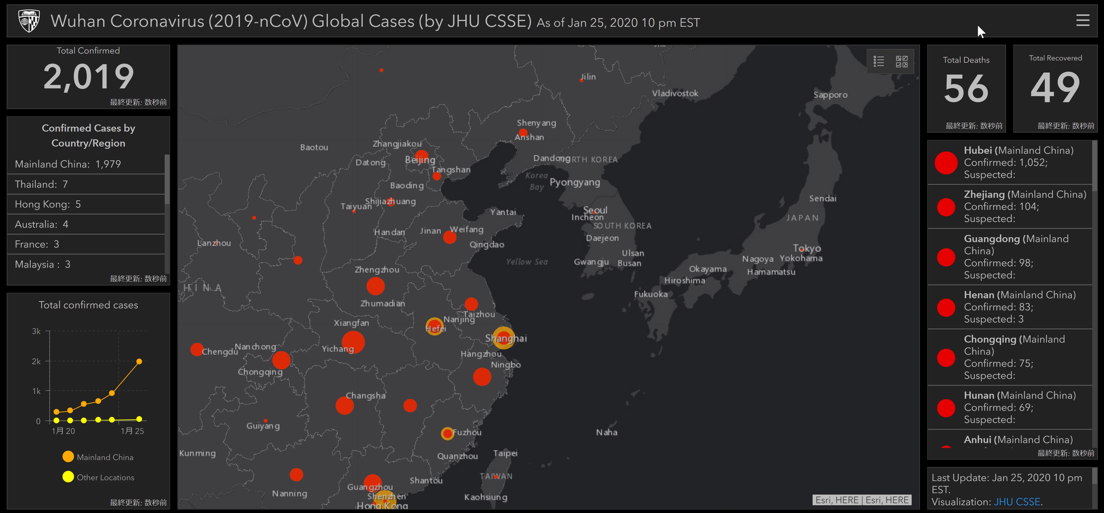 コロナウイルス(新型肺炎)の感染状況マップ【２月29日更新】